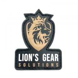 Lion's Gear Solutions logo patch on FDE (Flat Dark Earth)